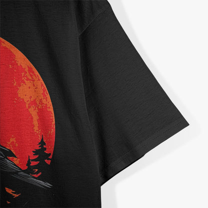 Red Moon Black Crow – Gothic Raven Spooky Forest Bird T-Shirt