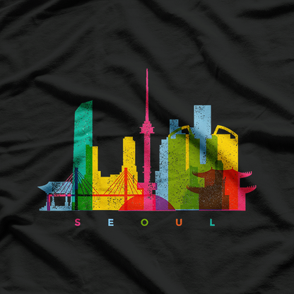 Seoul Skyline South Korea Colourful Cityscape Art T-Shirt