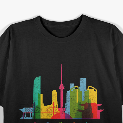 Seoul Skyline South Korea Colourful Cityscape Art T-Shirt