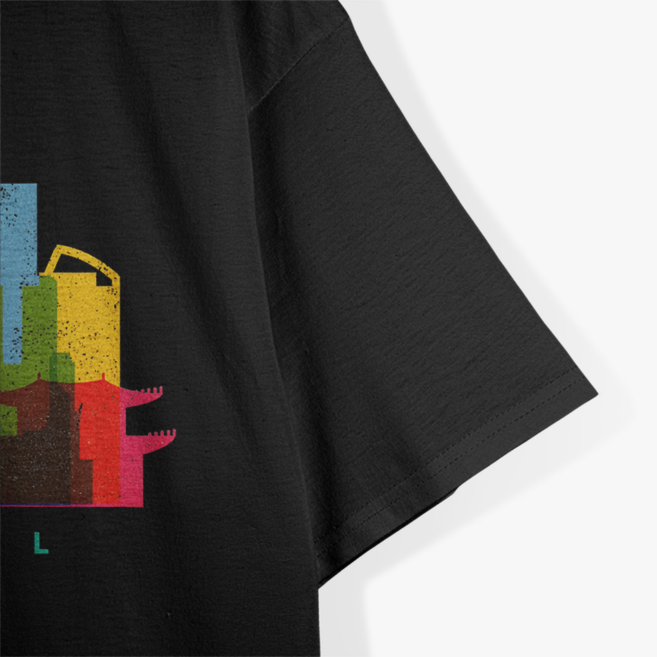 Seoul Skyline South Korea Colourful Cityscape Art T-Shirt