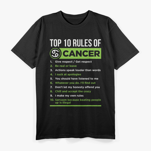 Cancer Zodiac Sign – Traits Horoscope Graphic T-Shirt