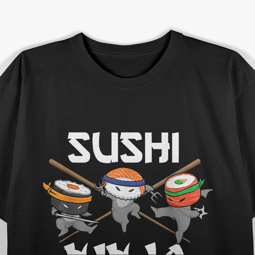 Funny Retro Sushi Ninja Samurai Japanese Food Lover Humor T-Shirt