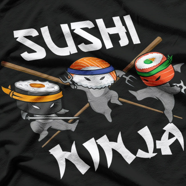 Funny Retro Sushi Ninja Samurai Japanese Food Lover Humor T-Shirt
