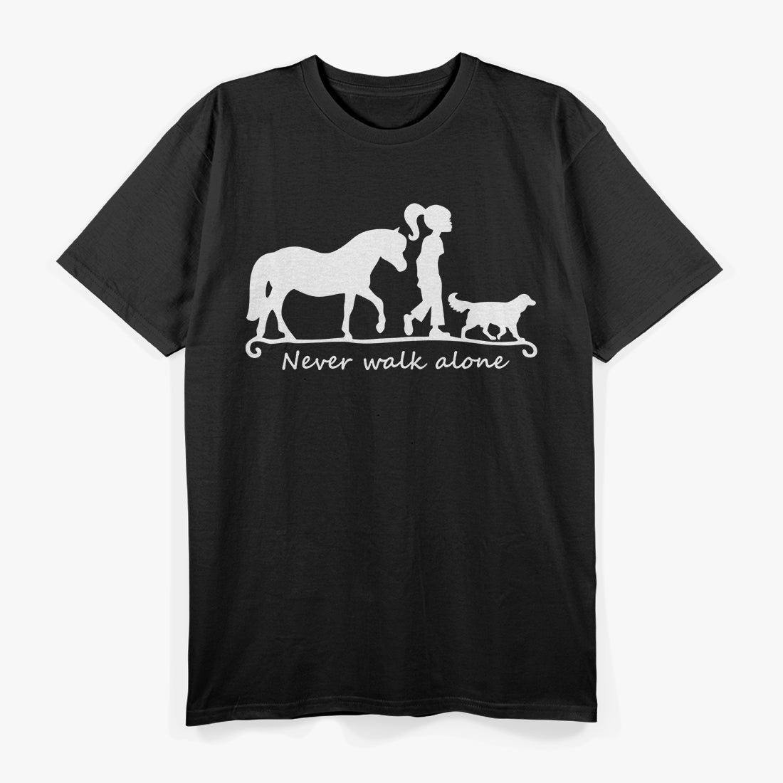 Never Walk Alone: Horse, Dog & Woman Bond T-Shirt