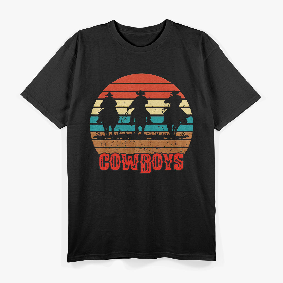 Rodeo Cowboy Wranglers Bronco Horse Retro Sunset T-Shirt