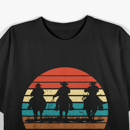 Rodeo Cowboy Wranglers Bronco Horse Retro Sunset T-Shirt