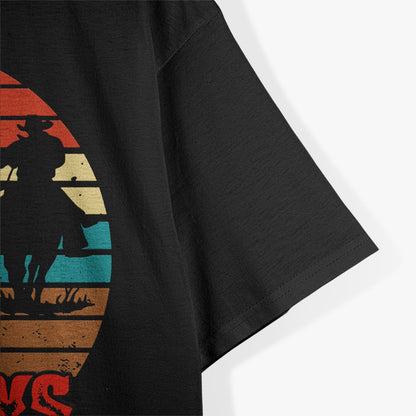 Rodeo Cowboy Wranglers Bronco Horse Retro Sunset T-Shirt