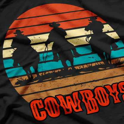 Rodeo Cowboy Wranglers Bronco Horse Retro Sunset T-Shirt