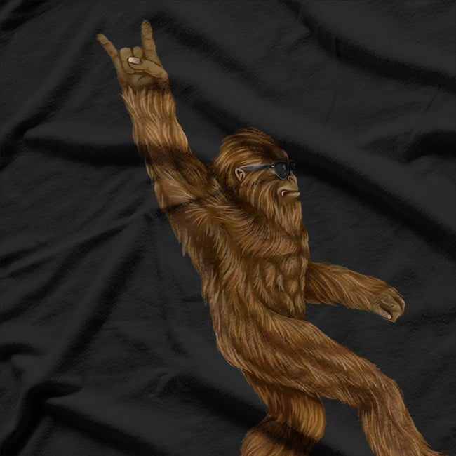 Rock On Bigfoot Sasquatch Loves Rock And Roll Sunglasses T-Shirt