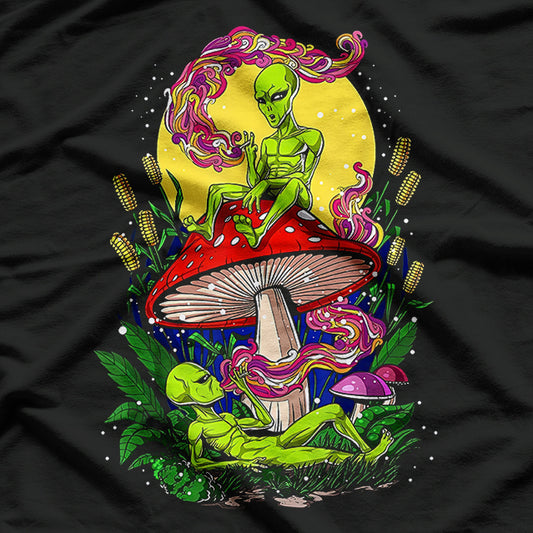 Alien Hippie Vibes: Psychedelic Mushrooms & Forest T-Shirt
