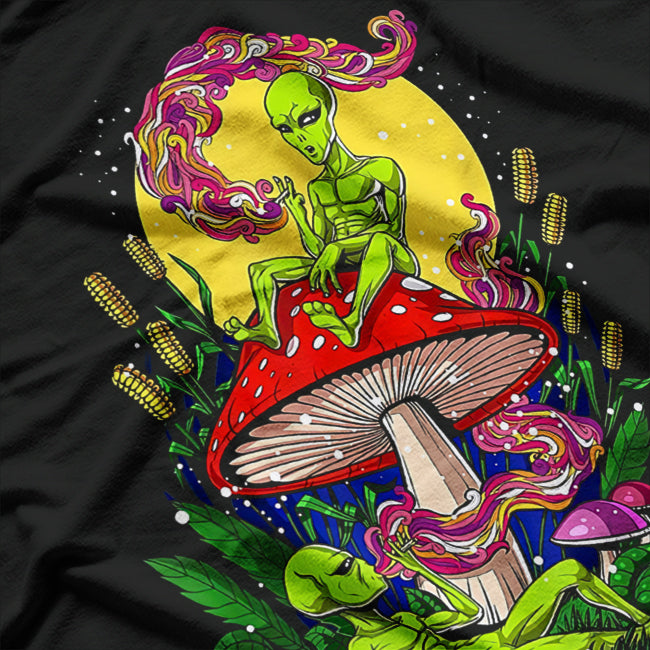 Alien Hippie Vibes: Psychedelic Mushrooms & Forest T-Shirt