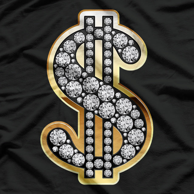 Gold Dollar Sign with Diamonds: Hustle in Style T-Shirt