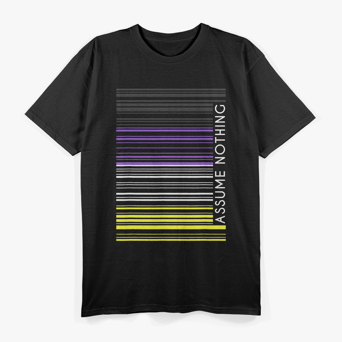 Assume Nothing: Nonbinary Flag Barcode Statement T-Shirt