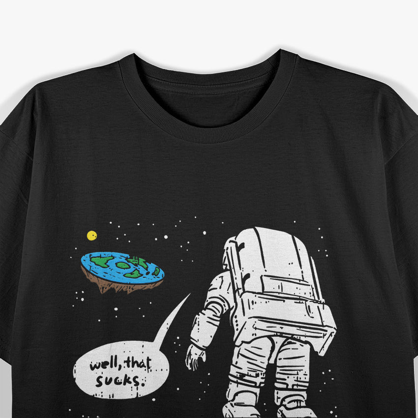 Astronaut Landing on Flat Earth: Well, That Sucks T-Shirt
