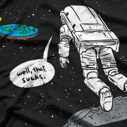 Astronaut Landing on Flat Earth: Well, That Sucks T-Shirt