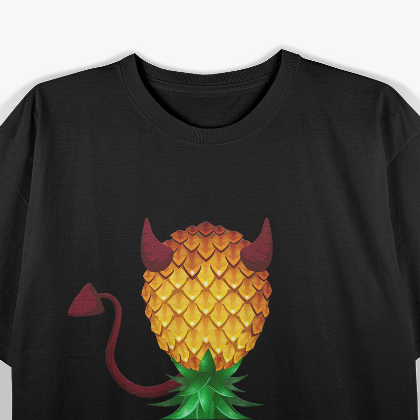 Swinger Upside Down Bad Pineapple Devil Horn Humor T-Shirt