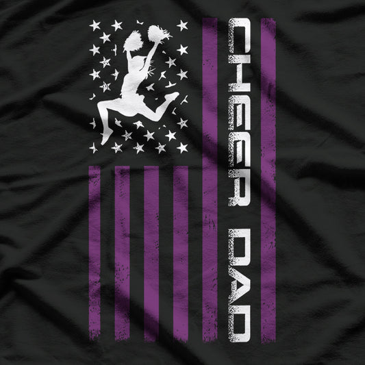 US Flag Cheer Dad Proud Cheerleading Father Sports Fan T-Shirt