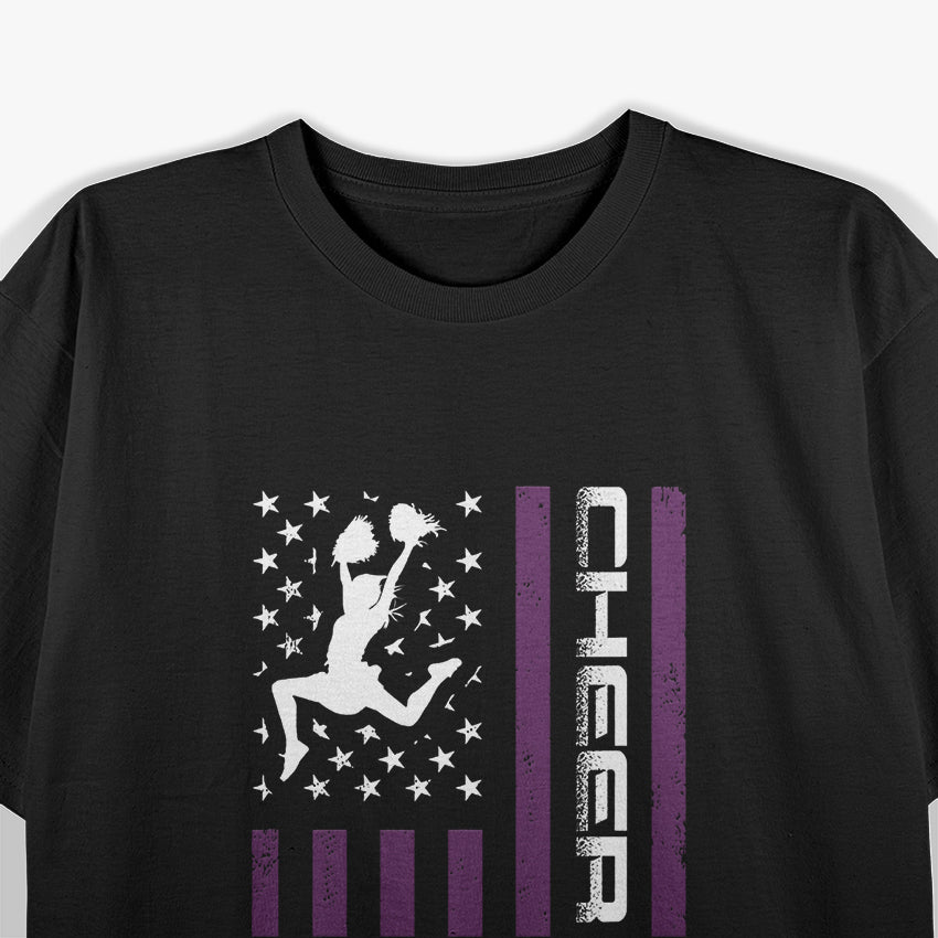 US Flag Cheer Dad Proud Cheerleading Father Sports Fan T-Shirt