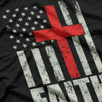 Faith Over Fear Retro USA Flag Christian Cross T-Shirt