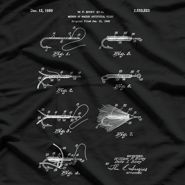 Fly Fishing Patent – Vintage Fisherman Blueprint Art Love T-Shirt