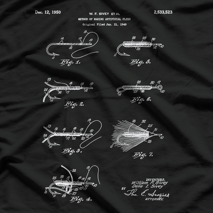 Fly Fishing Patent – Vintage Fisherman Blueprint Art Love T-Shirt