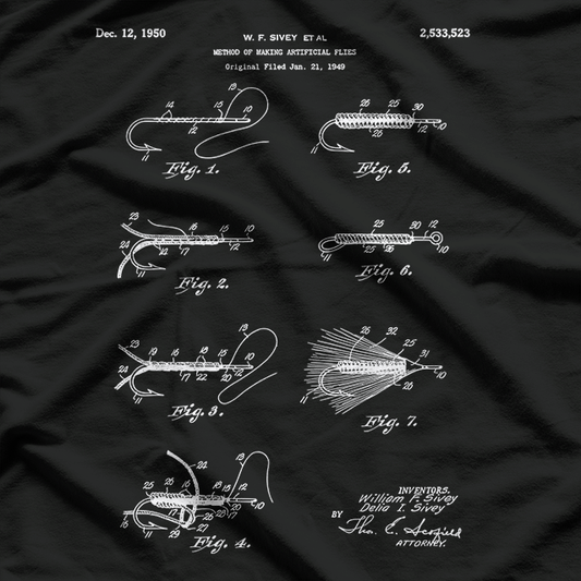 Fly Fishing Patent – Vintage Fisherman Blueprint Art Love T-Shirt