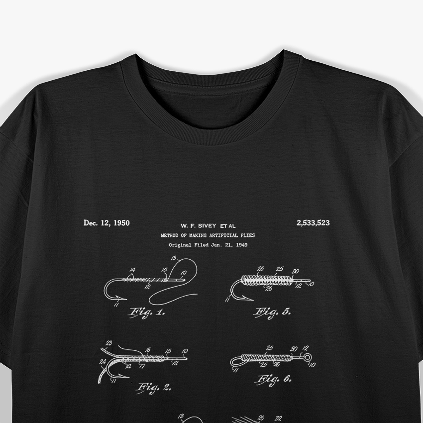 Fly Fishing Patent – Vintage Fisherman Blueprint Art Love T-Shirt