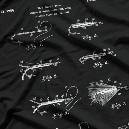 Fly Fishing Patent – Vintage Fisherman Blueprint Art Love T-Shirt