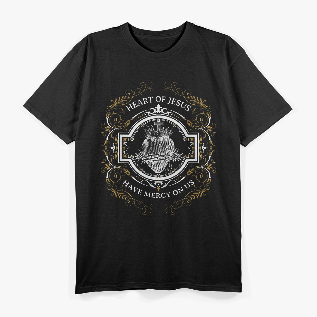 Sacred Heart of Jesus Vintage Religious Blessing Graphic T-Shirt