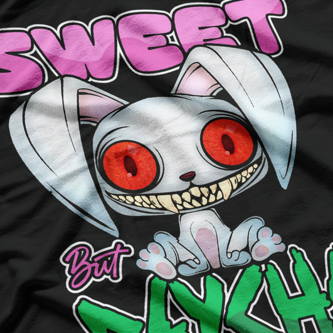 Sweet but Psycho Bunny – Creepy Gothic Rabbit Vibes T-Shirt