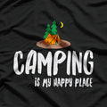 Camping Is My Happy Place Outdoor Adventure T-Shirt