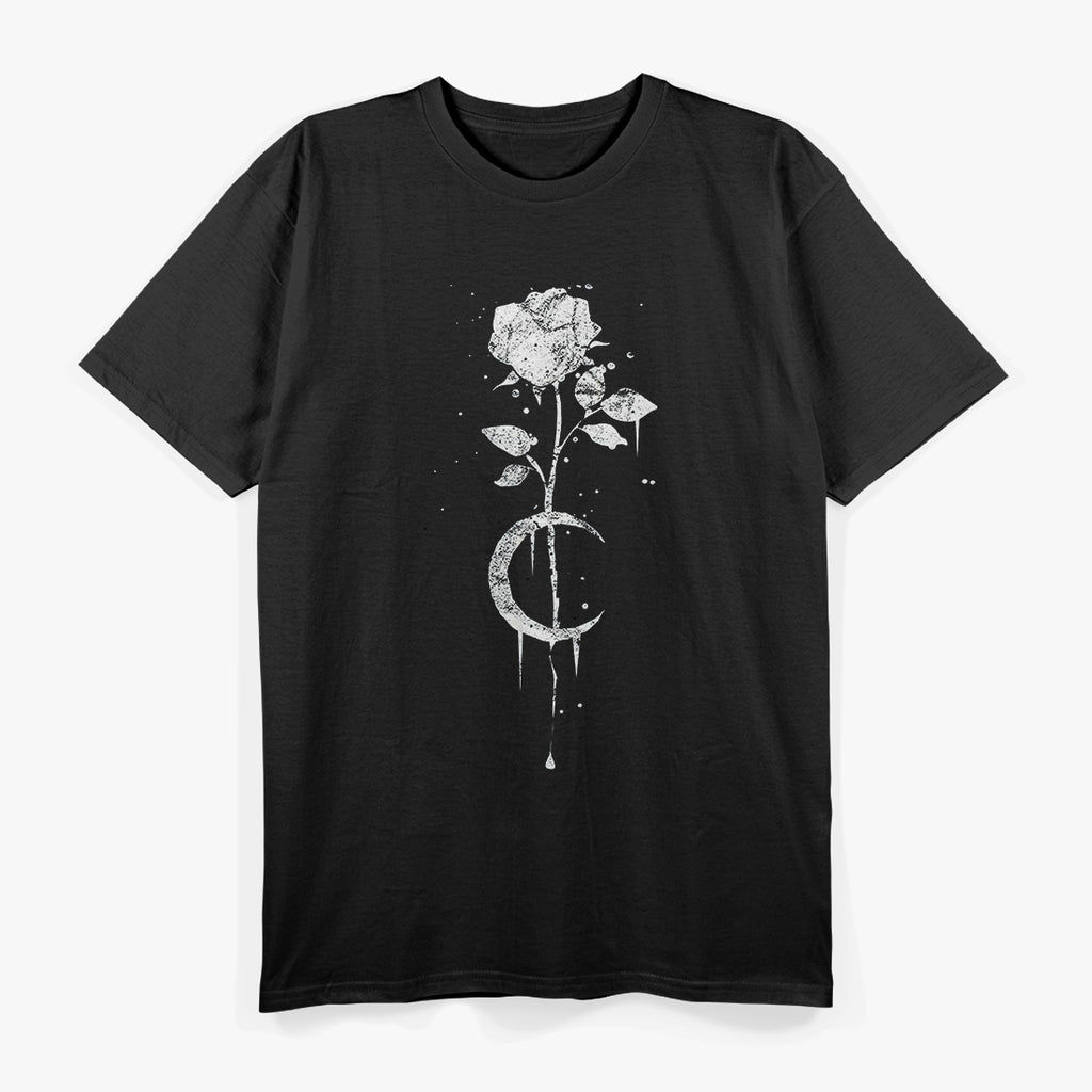 Occult Moon & Rose: Witchcraft Aesthetic T-Shirt