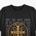 Christian Prayer Saint Benedict Medal & Holy Cross Design  T-Shirt