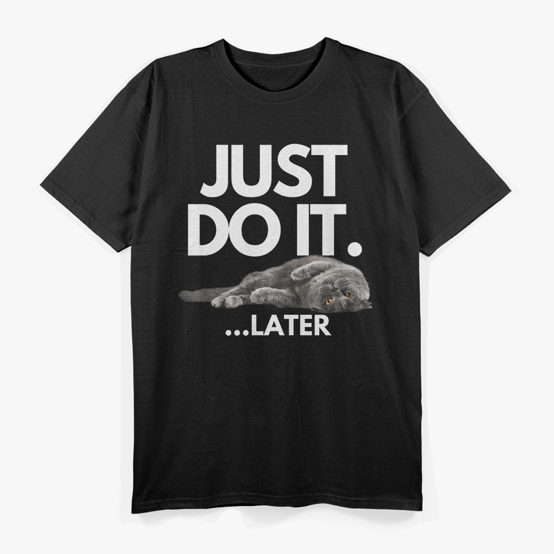 Lazy Cat Humor Graphic T-Shirt