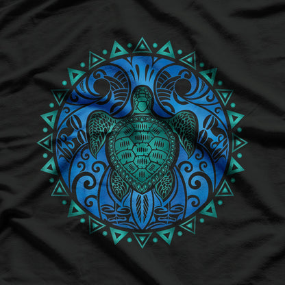 Sea Blue Tribal Turtle Lover Artistic Ocean Animal T-Shirt