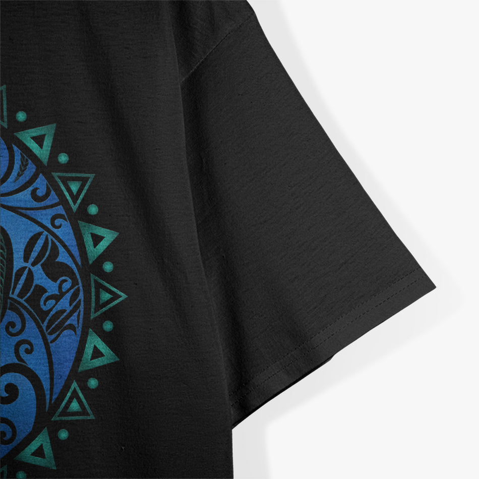 Sea Blue Tribal Turtle Lover Artistic Ocean Animal T-Shirt