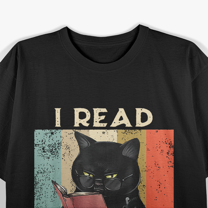 Black Cat I Read Banned Books Funny Novelty T-Shirt