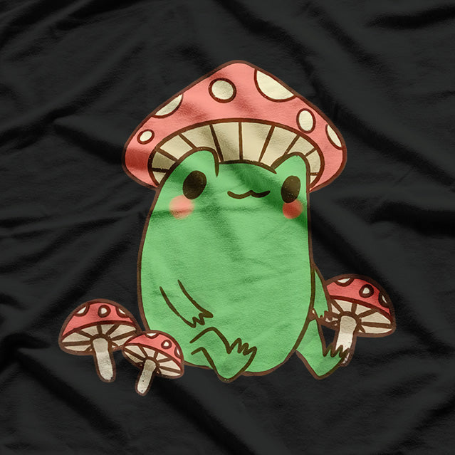 Frog with Mushroom Hat: Quirky and Cute T-Shirt