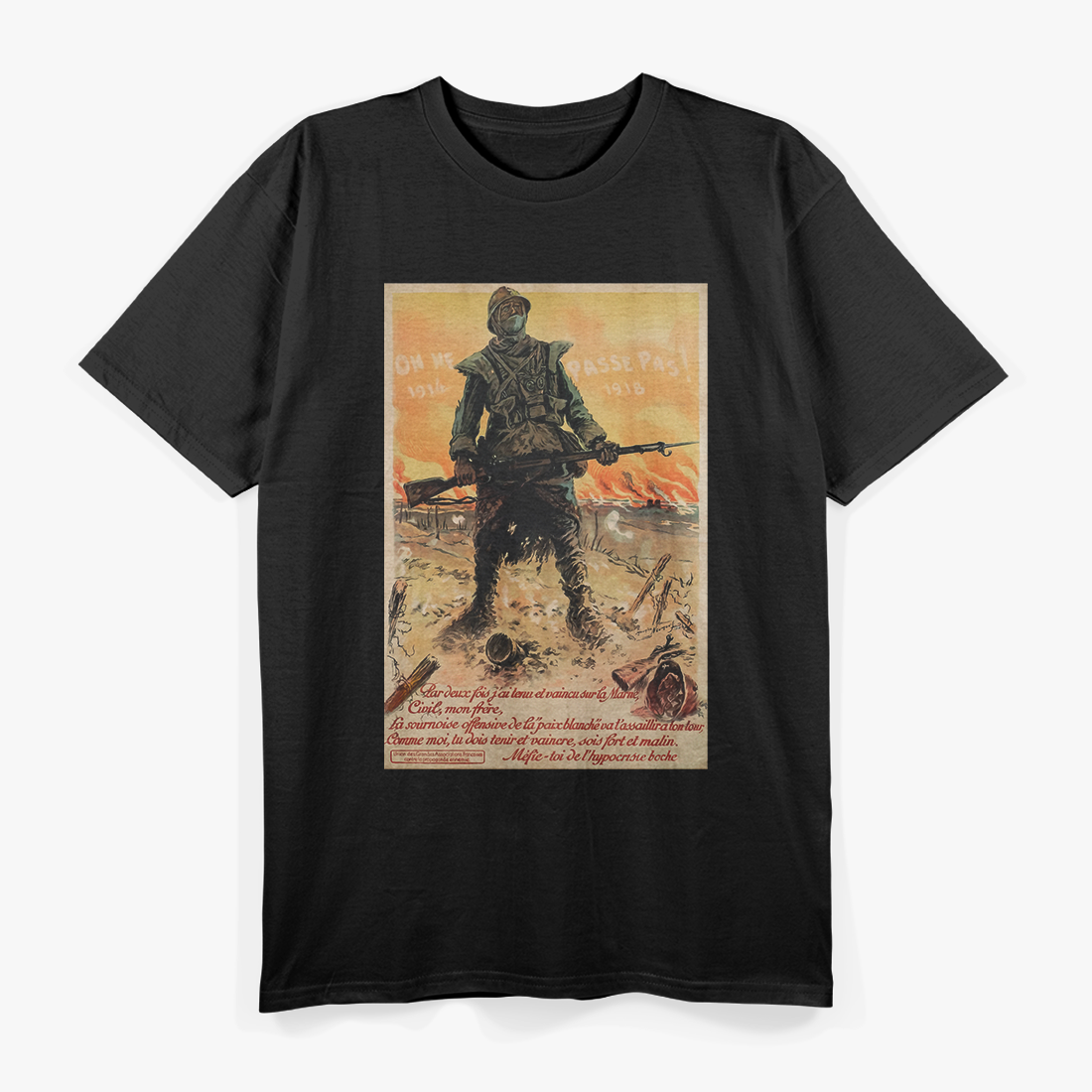On Ne Passe Pas 1914-1918 – World War I Historical Slogan T-Shirt