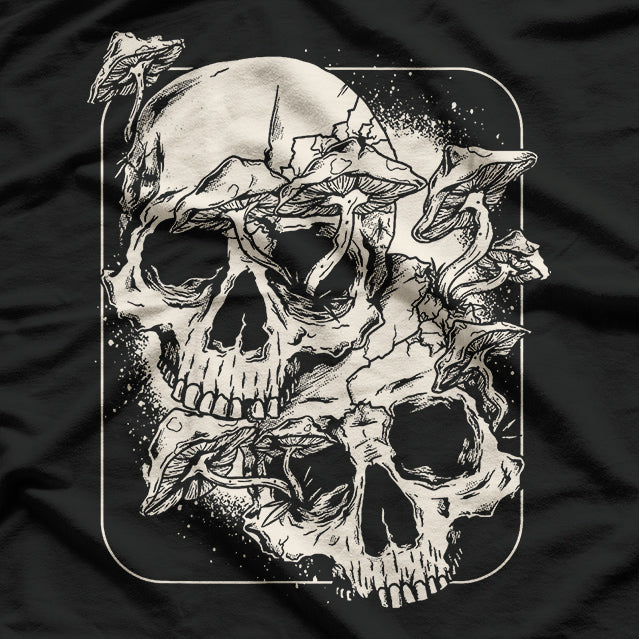 Skull Mushrooms – Mycologist Goth Mushroom Lover T-Shirt