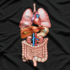 Internal Organ Diagram Human Anatomy Educational Graphic T-Shirt