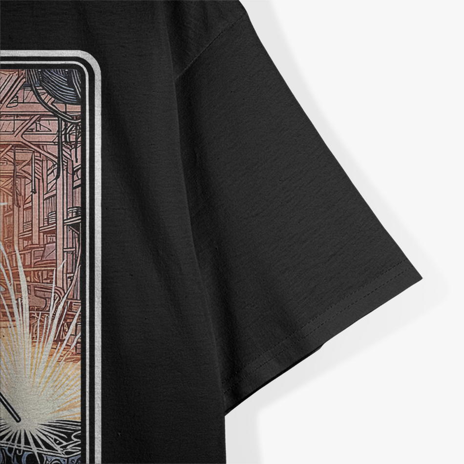 Skeleton Welder Tarot Card Funny Metalworking Graphic T-Shirt