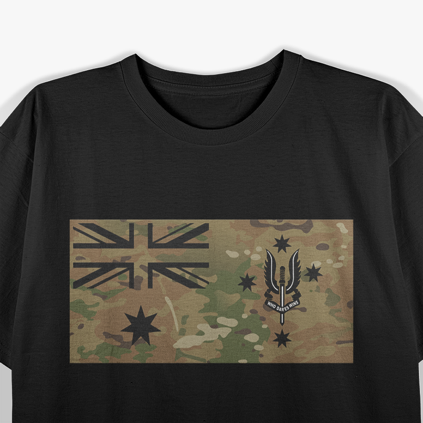 Australian Flag (SAS Multicam Black & White) T-Shirt