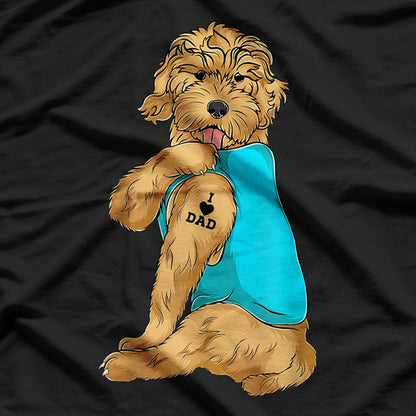 Golden Doodle with Dad Tattoo Cute Dog Lover T-Shirt