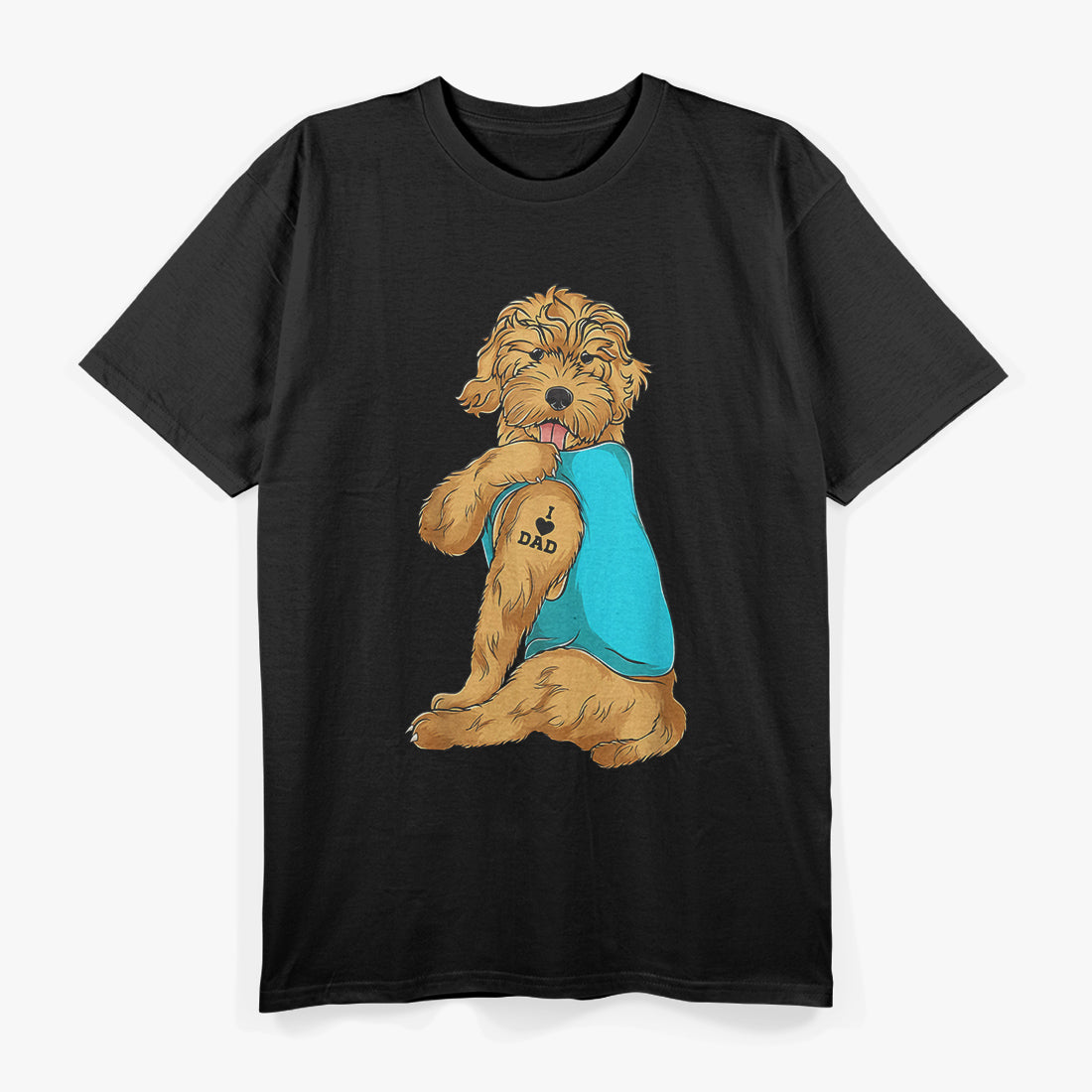 Golden Doodle with Dad Tattoo Cute Dog Lover T-Shirt