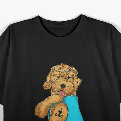 Golden Doodle with Dad Tattoo Cute Dog Lover T-Shirt