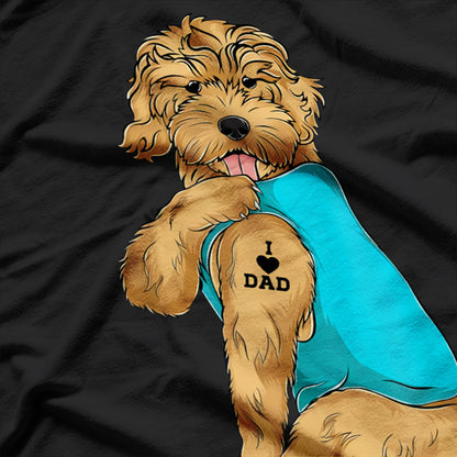 Golden Doodle with Dad Tattoo Cute Dog Lover T-Shirt