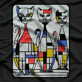 Mid Century Mondrian Cats  Retro Abstract Art Cat Lover T-Shirt