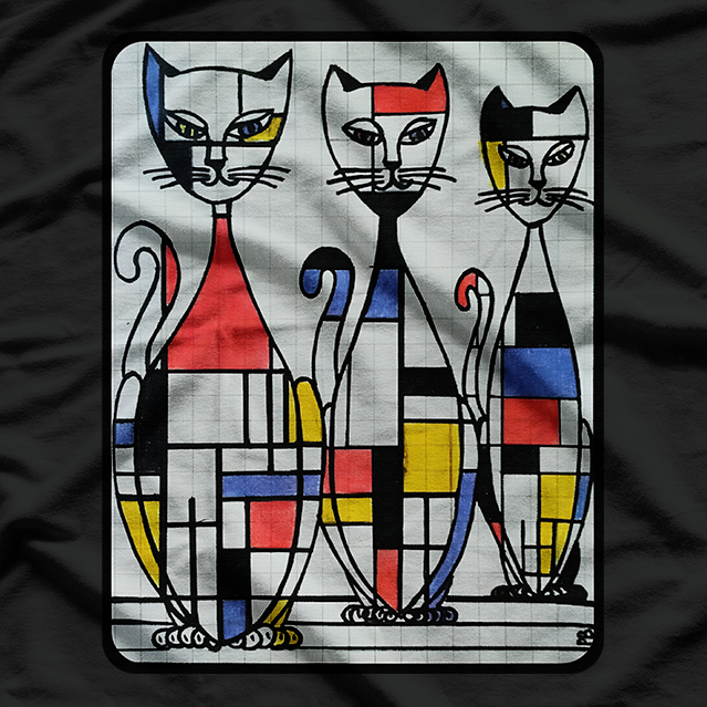 Mid Century Mondrian Cats  Retro Abstract Art Cat Lover T-Shirt