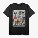Mid Century Mondrian Cats  Retro Abstract Art Cat Lover T-Shirt